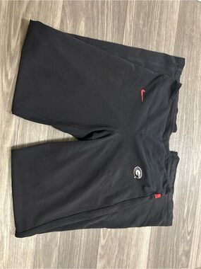 Nike Black Athletic Shorts with Red Swoosh and Georgia 'G' Patch